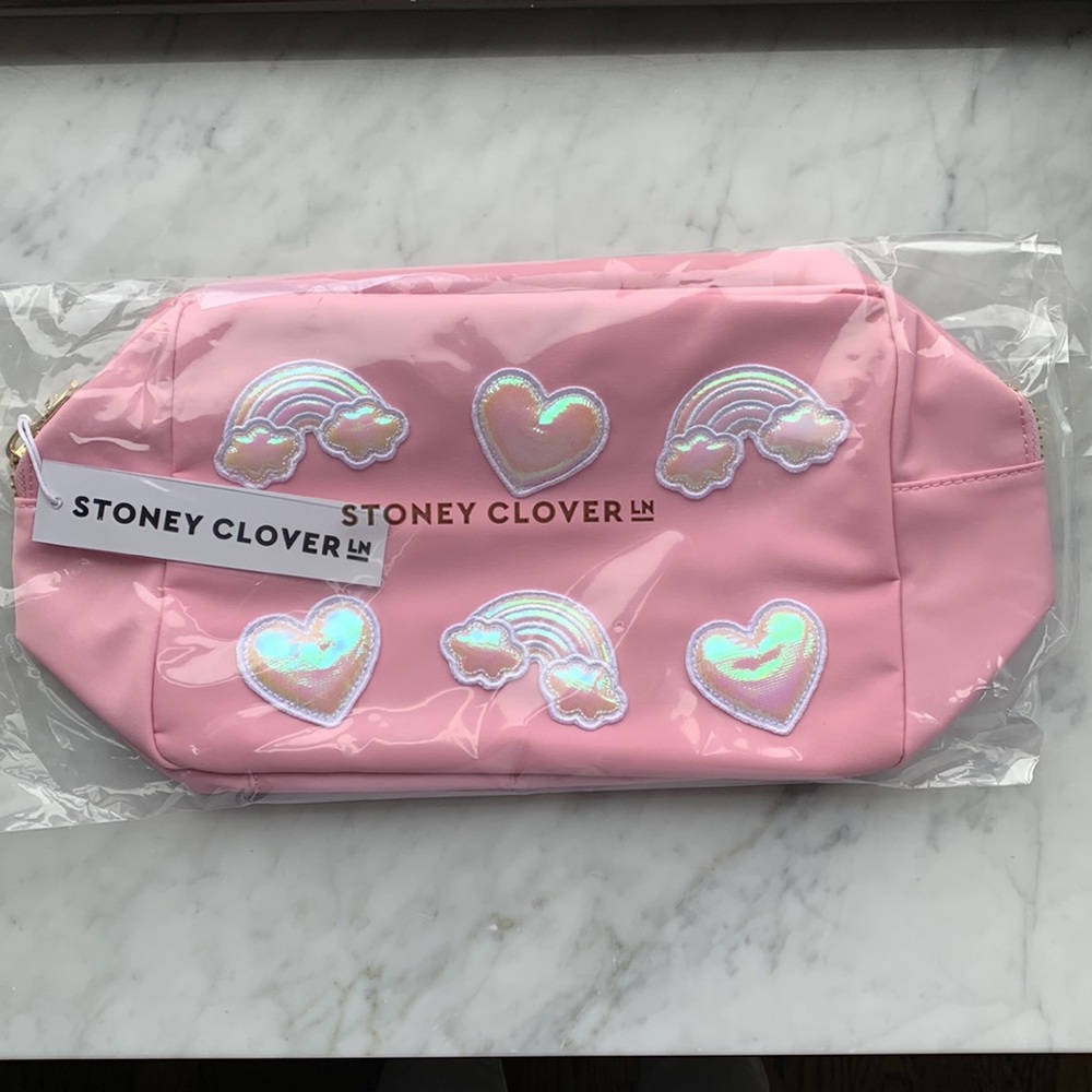 Stoney Clover Lane Flamingo Large Pouch with Puffy Iridescent Patches